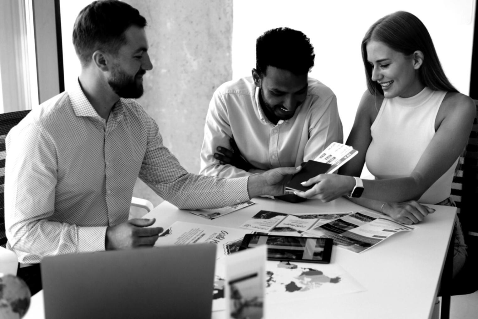 Finance team collaborating on budget review